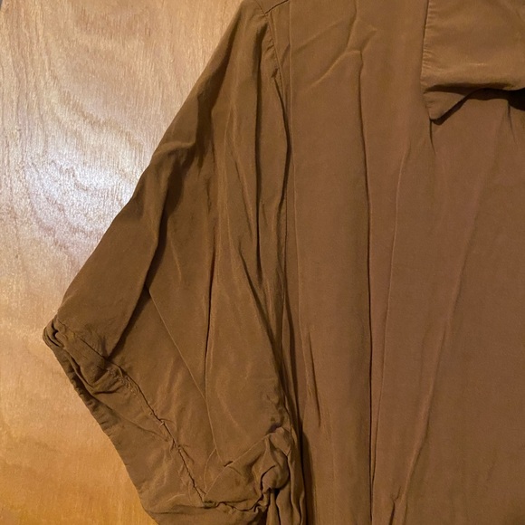 Monteau dark mustard short sleeve button up shirt midi dress - Picture 4 of 7